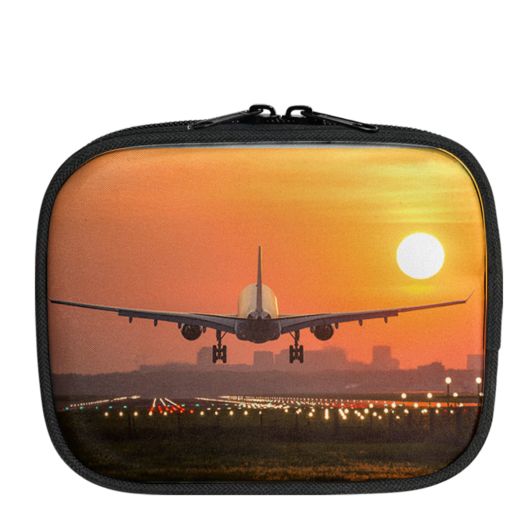 Amazing Airbus A330 Landing at Sunset Designed Travel & Medical Storage Bags