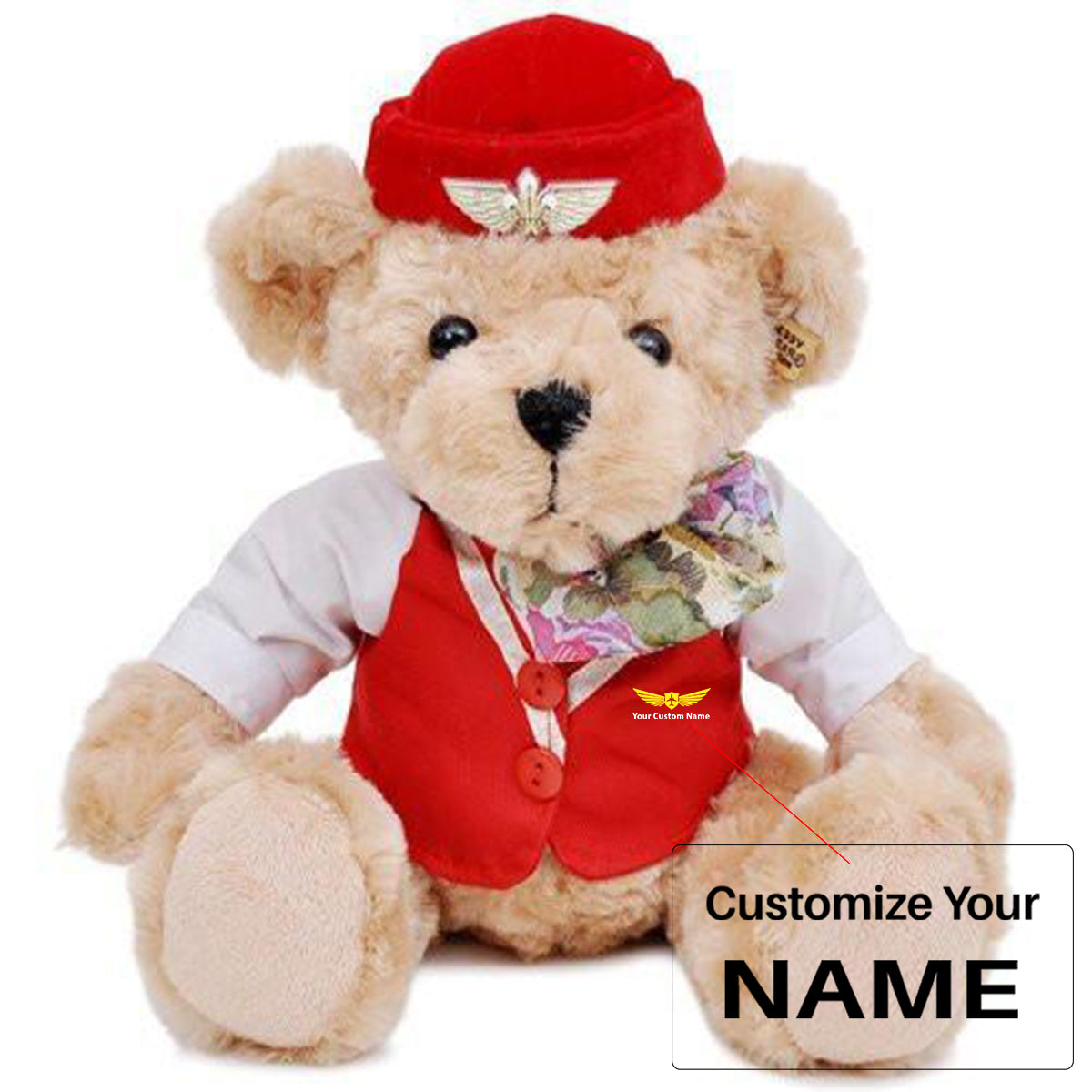 Custom Name (Badge 2) Captain Pilot & Cabin Crew Teddy Bear & Dolls