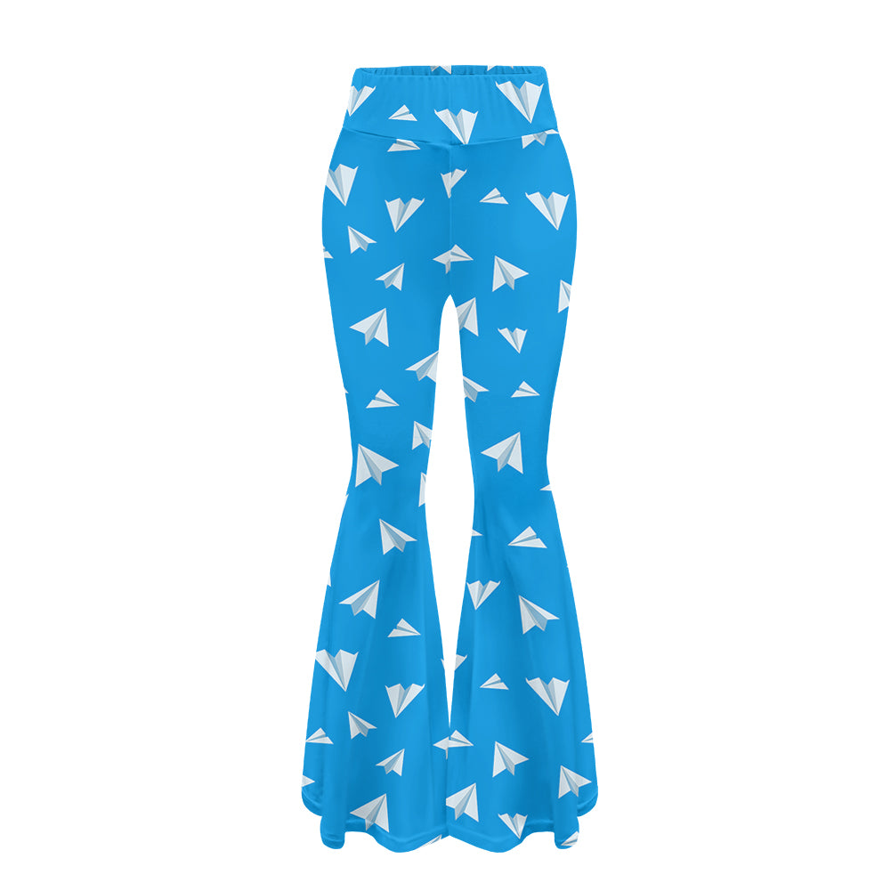 Paper Airplanes (Blue) 2 Designed Women Yoga Flared Pants