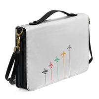 Thumbnail for Black & White Super Travel Icons Light Gray 2 Designed PU Accessories Bags Strap Style