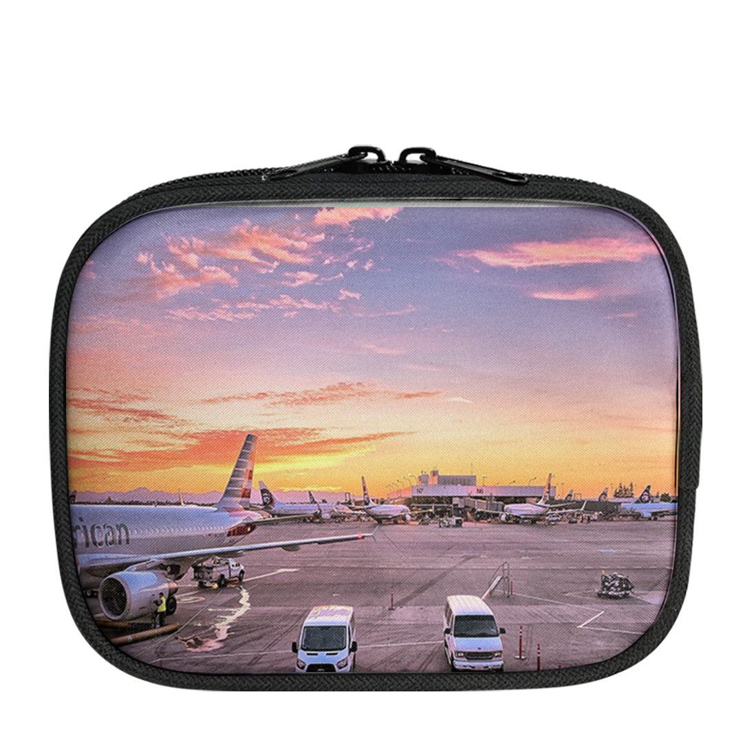 Airport Photo During Sunset Designed Travel & Medical Storage Bags