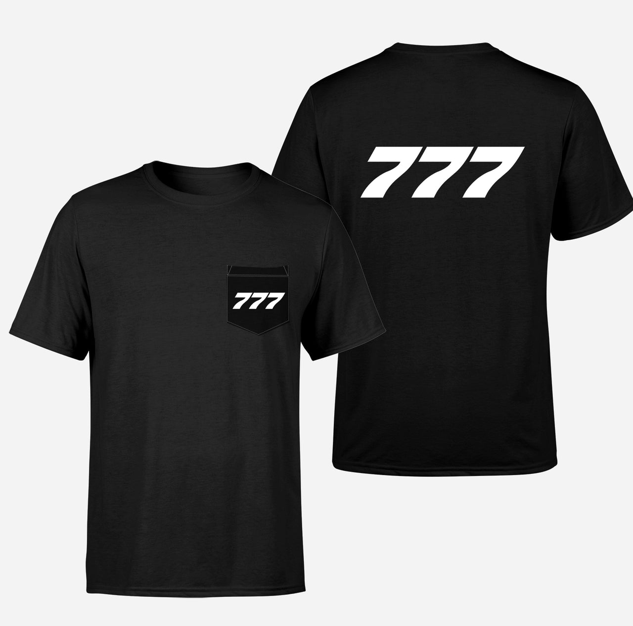 777 Flat Text Designed Pocket T-Shirts