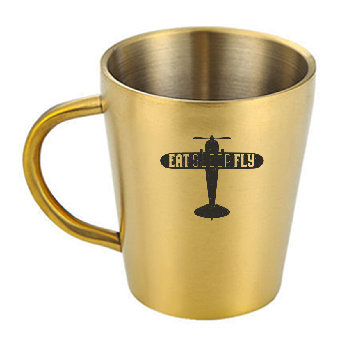 Eat Sleep Fly & Propeller Designed Stainless Steel Coffee Mugs