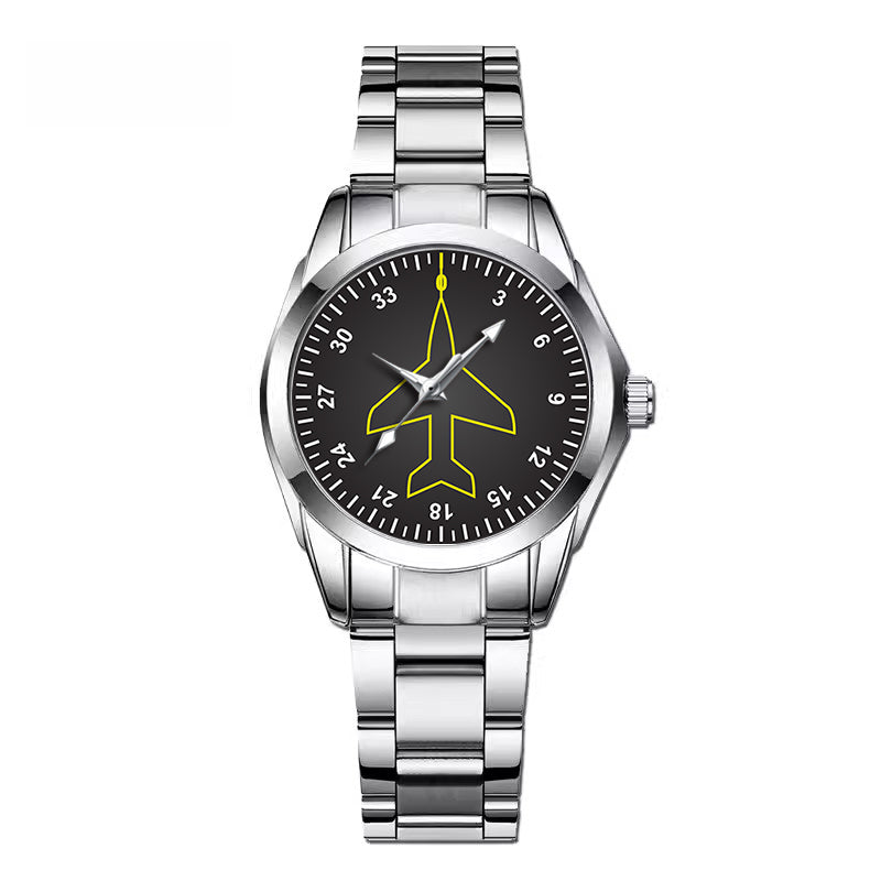 Airplane Instruments (Heading) Designed Stainless Steel Band Watches