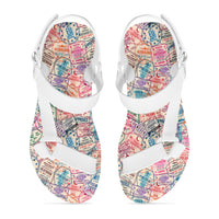 Thumbnail for Passport Stamps Designed Open Toe Sandals (Slippers)