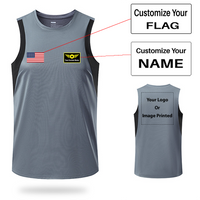 Thumbnail for Your Custom Name & Flag + Logo Designed Sleveless Quick Dry Sports Tank Tops