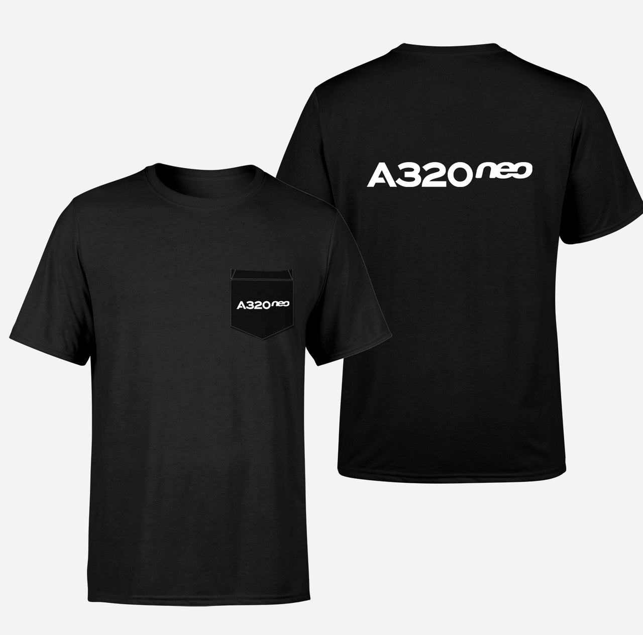 A320neo & Text Designed Pocket T-Shirts