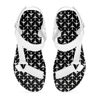 Thumbnail for Perfectly Sized Seamless Airplanes Black Designed Open Toe Sandals (Slippers)