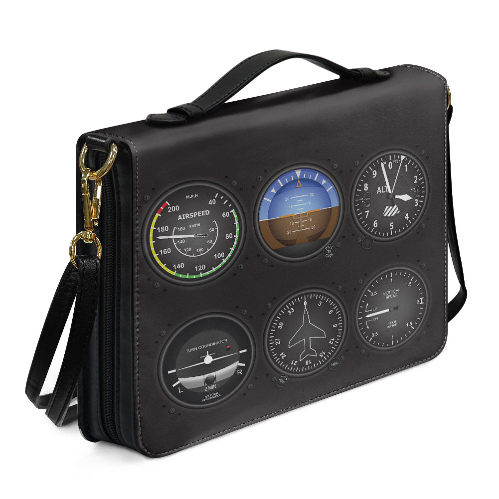 Airplane Instruments Designed PU Accessories Bags Strap Style