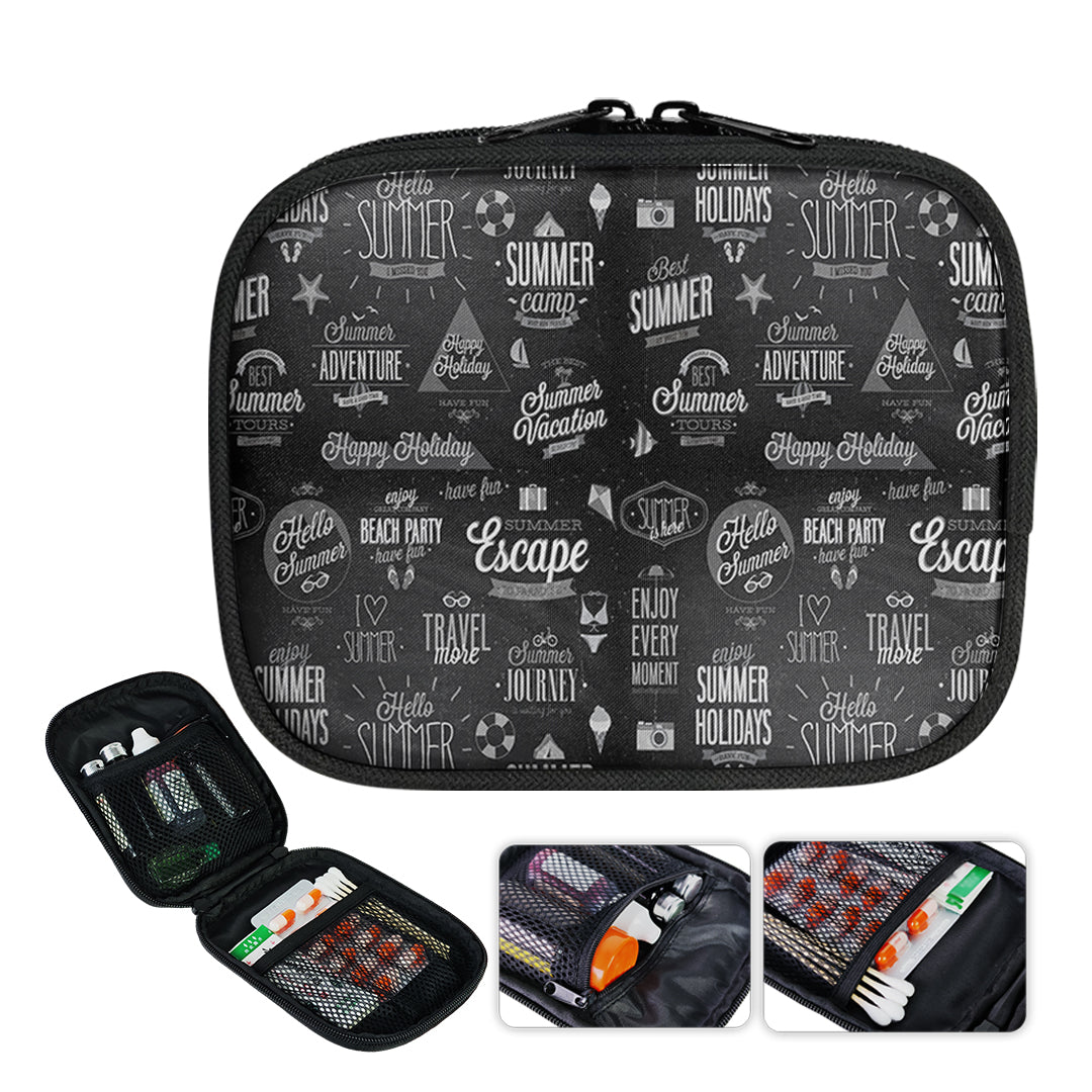 Black & White Super Travel Icons 2 Designed Travel & Medical Storage Bags