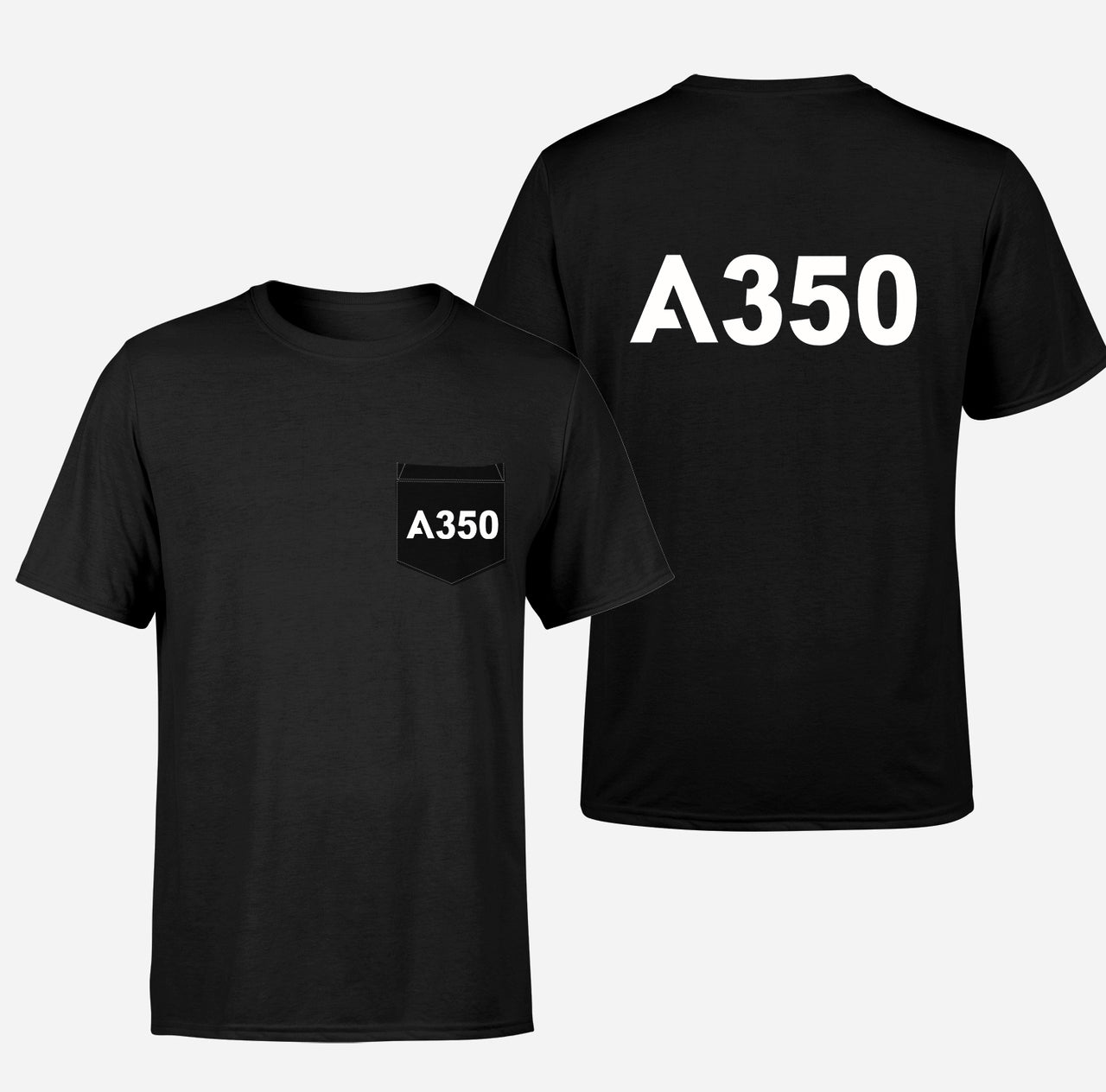 A350 Flat Text Designed Pocket T-Shirts