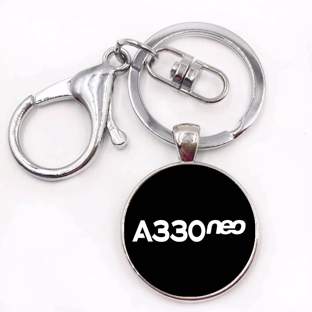 A330neo & Text Designed Circle Key Chains