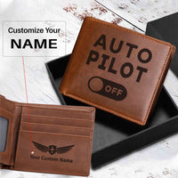 Thumbnail for Auto Pilot Off Designed Laser Leather Wallets