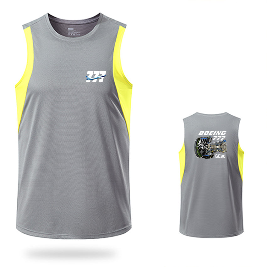 Boeing 777 & GE90 Engine Designed Men Sleeveless T-shirt Quick Dry Vests