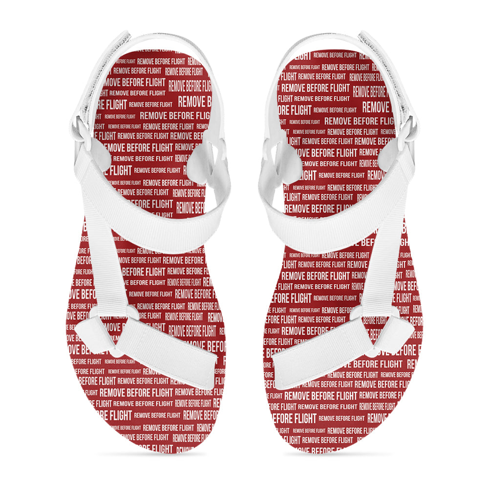 Remove Before Flight 3-Red Designed Open Toe Sandals (Slippers)