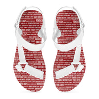 Thumbnail for Remove Before Flight 3-Red Designed Open Toe Sandals (Slippers)