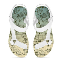 Thumbnail for Retro Airplanes & Text 2 Designed Open Toe Sandals (Slippers)