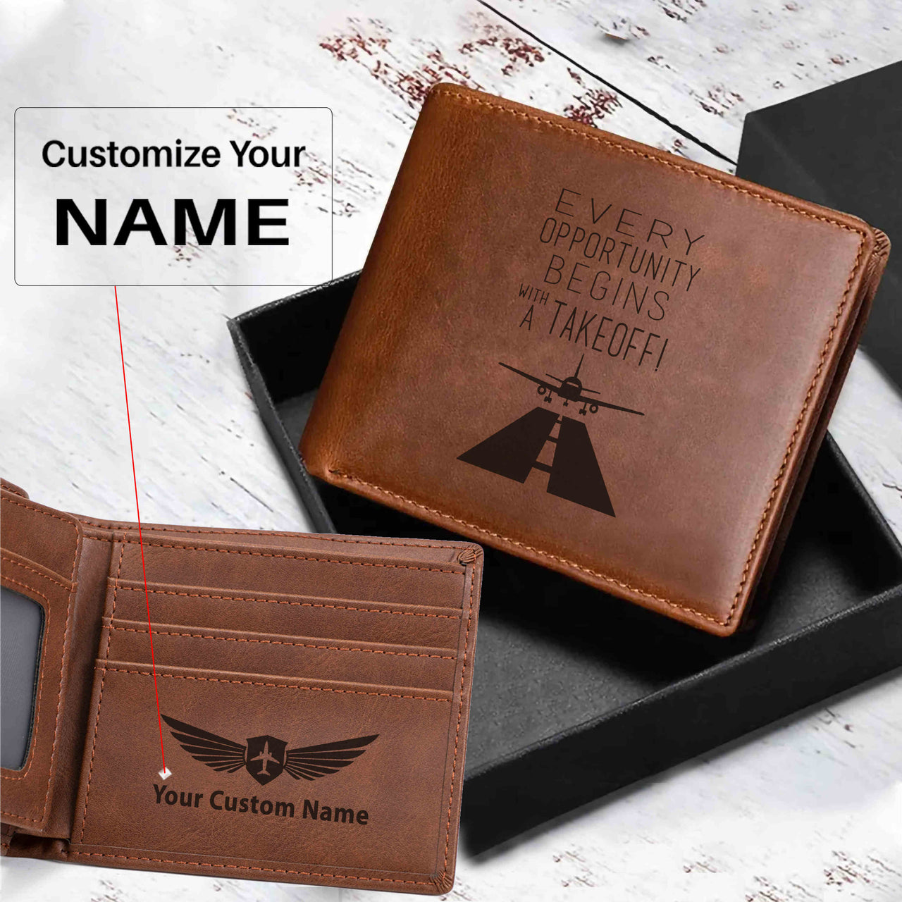 Every Opportunity Designed Laser Leather Wallets