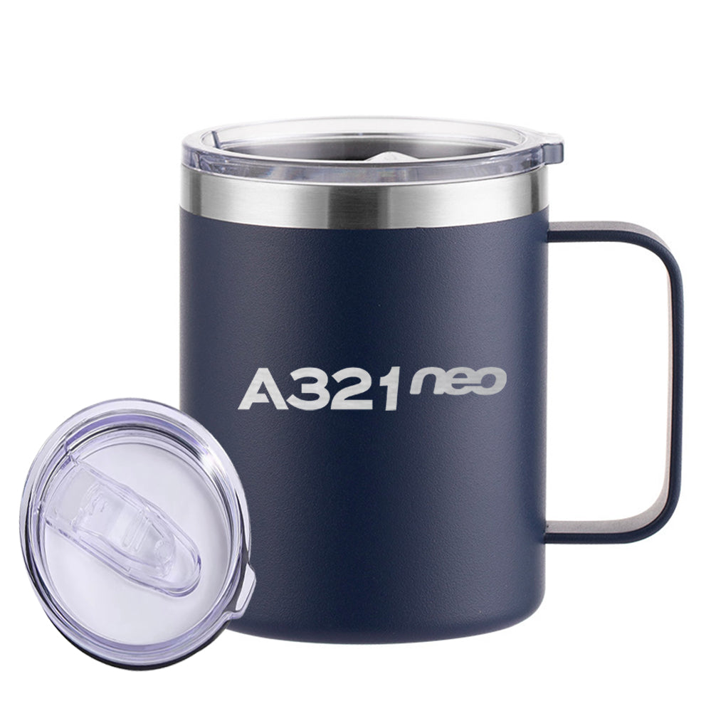 A321neo & Text Designed Stainless Steel Laser Engraved Mugs