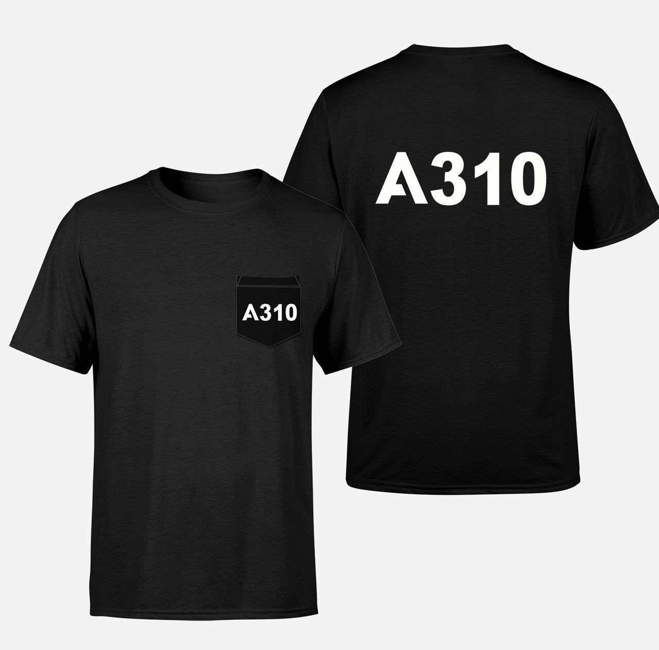 A310 Flat Text Designed Pocket T-Shirts