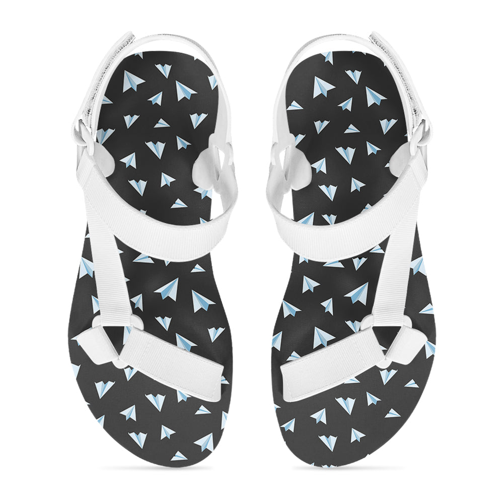 Paper Airplanes (Gray) Designed Open Toe Sandals (Slippers)