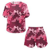 Thumbnail for Military Camouflage Red Designed Women Summer Home Suits