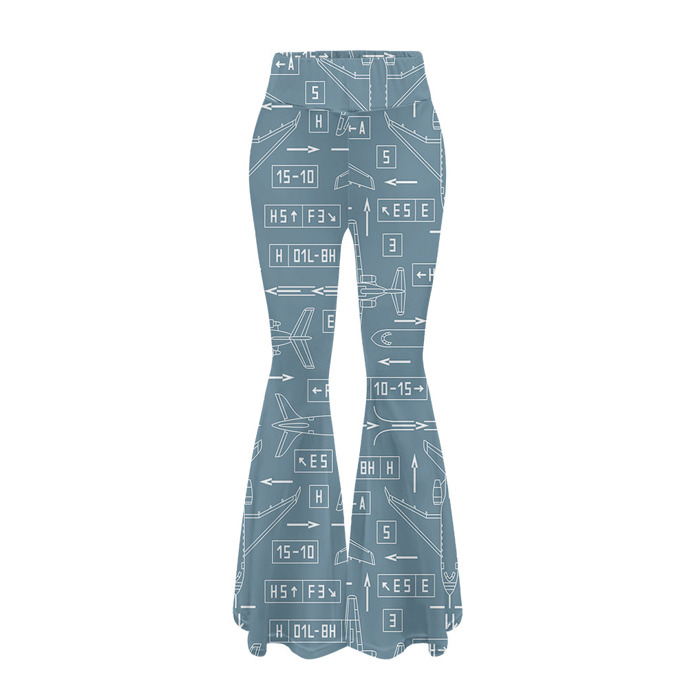 Jet Planes & Airport Signs 2 Designed Women Yoga Flared Pants