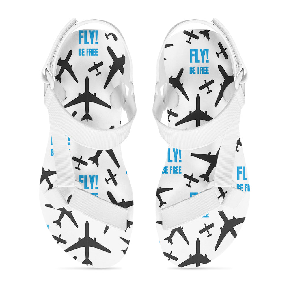 Fly Be Free White Designed Open Toe Sandals (Slippers)