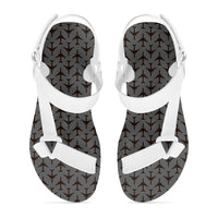 Thumbnail for Perfectly Sized Seamless Airplanes Gray Designed Open Toe Sandals (Slippers)