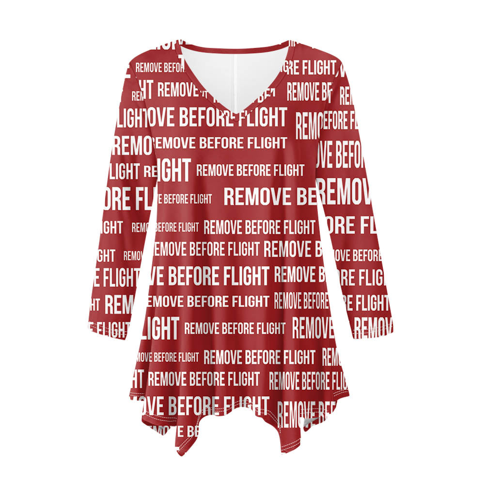 Remove Before Flight 3-Red Designed Women Lrregular V-neck Skirts