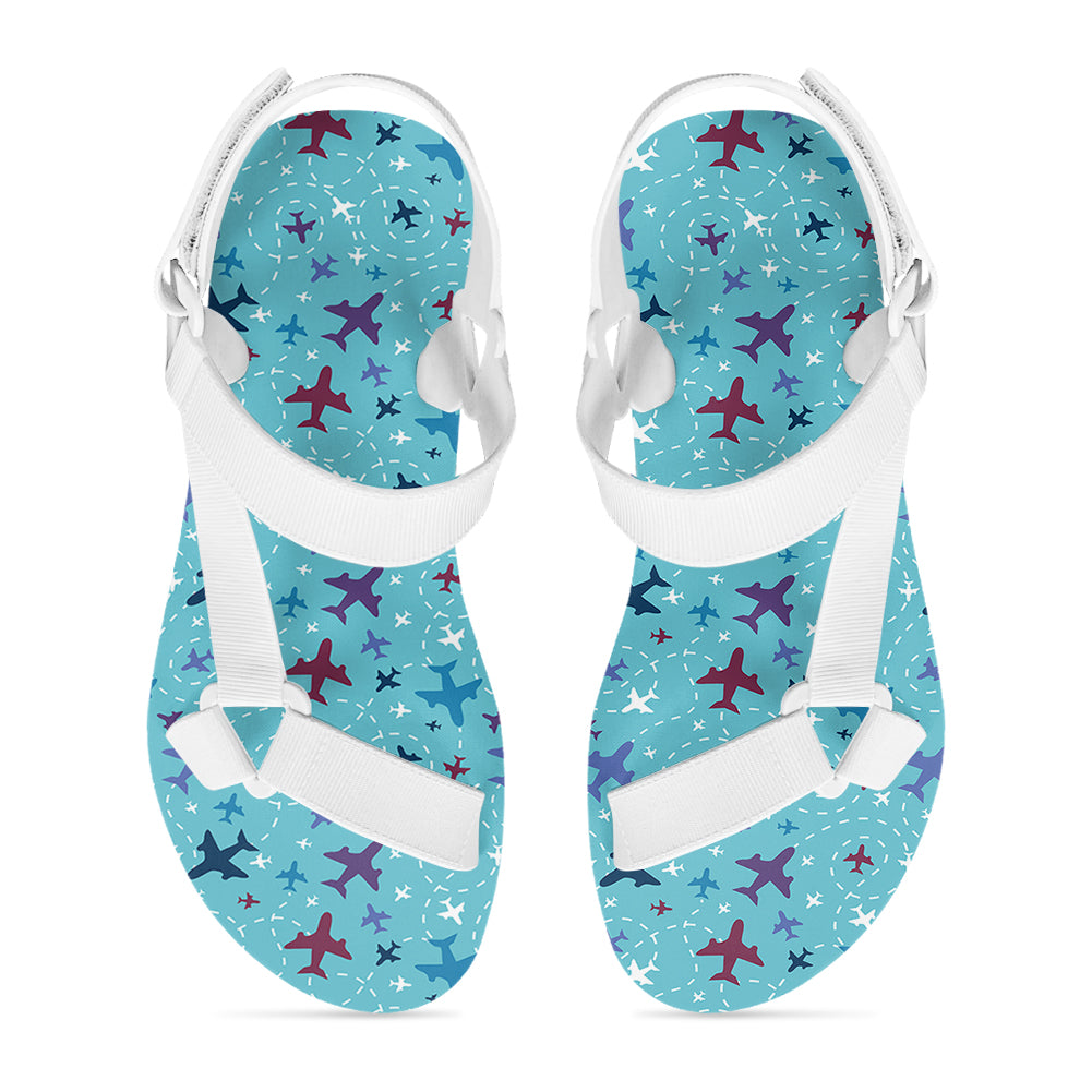 Love of Travel with Aircraft Designed Open Toe Sandals (Slippers)