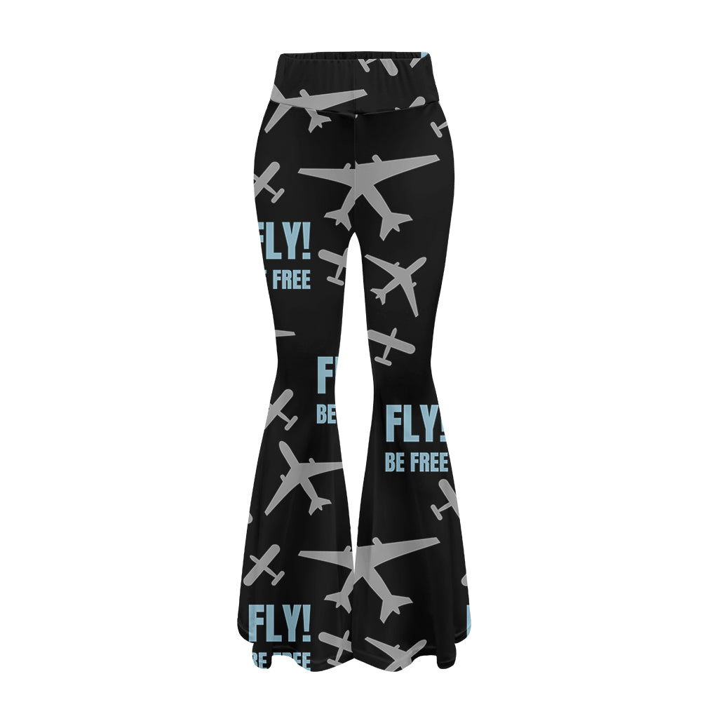 Fly Be Free Black Designed Women Yoga Flared Pants