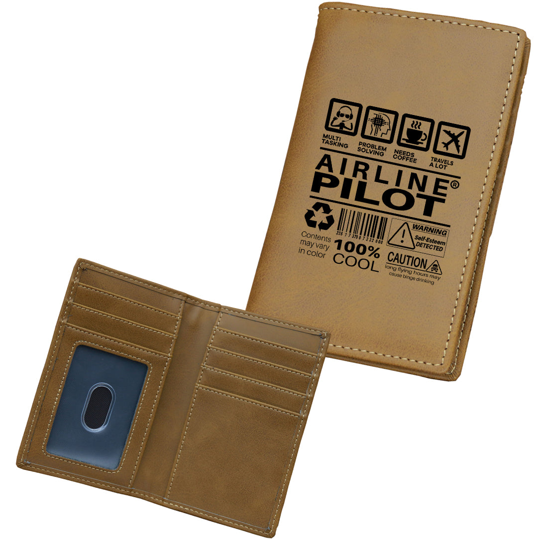 Airline Pilot Label Designed Leather Card Holder Wallets