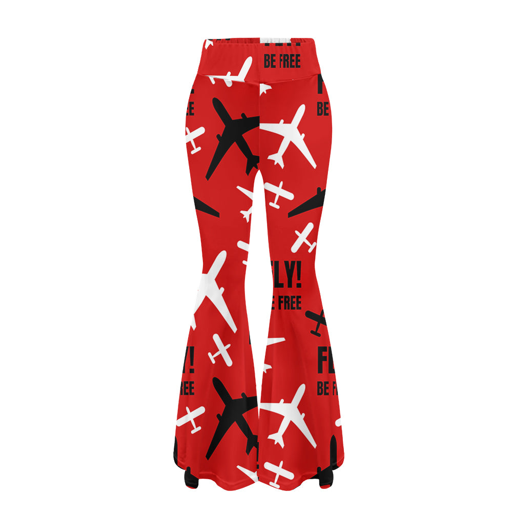 Fly Be Free Red 2 Designed Women Yoga Flared Pants