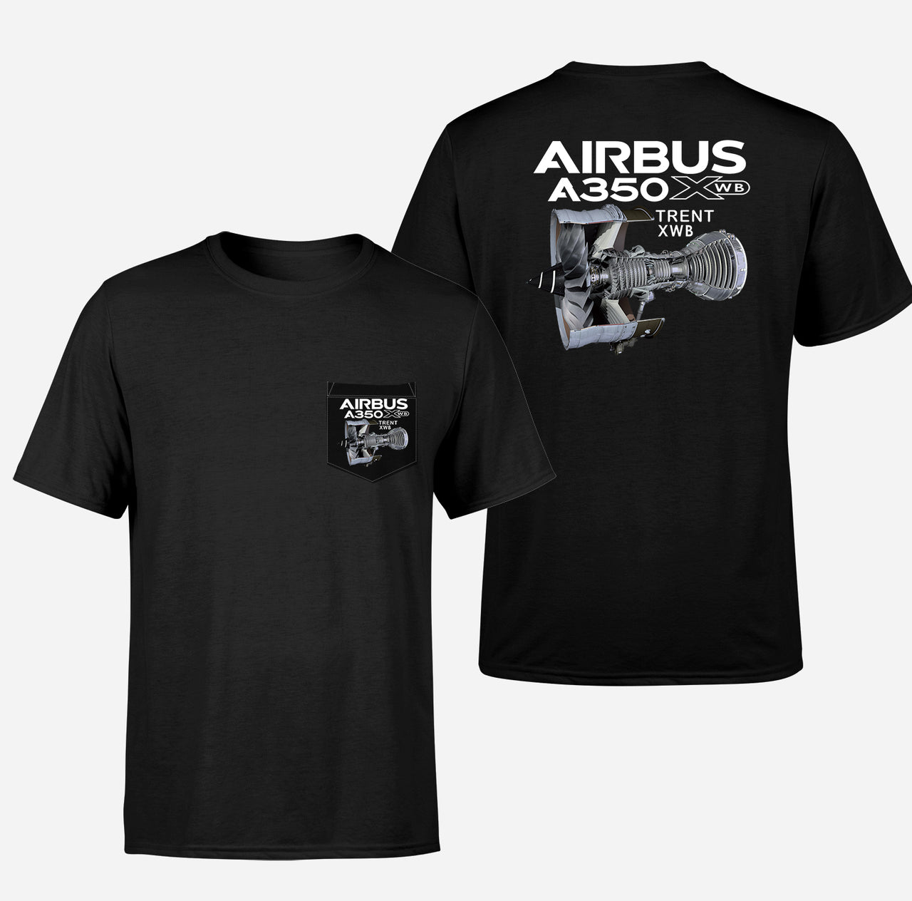 Airbus A350 & Trent Wxb Engine Designed Pocket T-Shirts