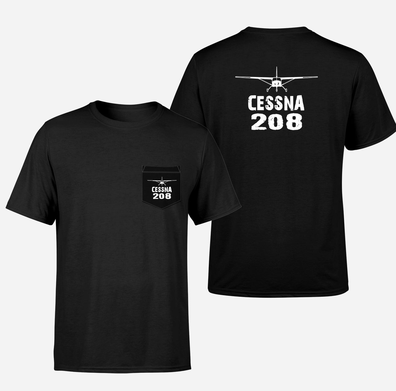 Cessna 208 & Plane Designed Pocket T-Shirts