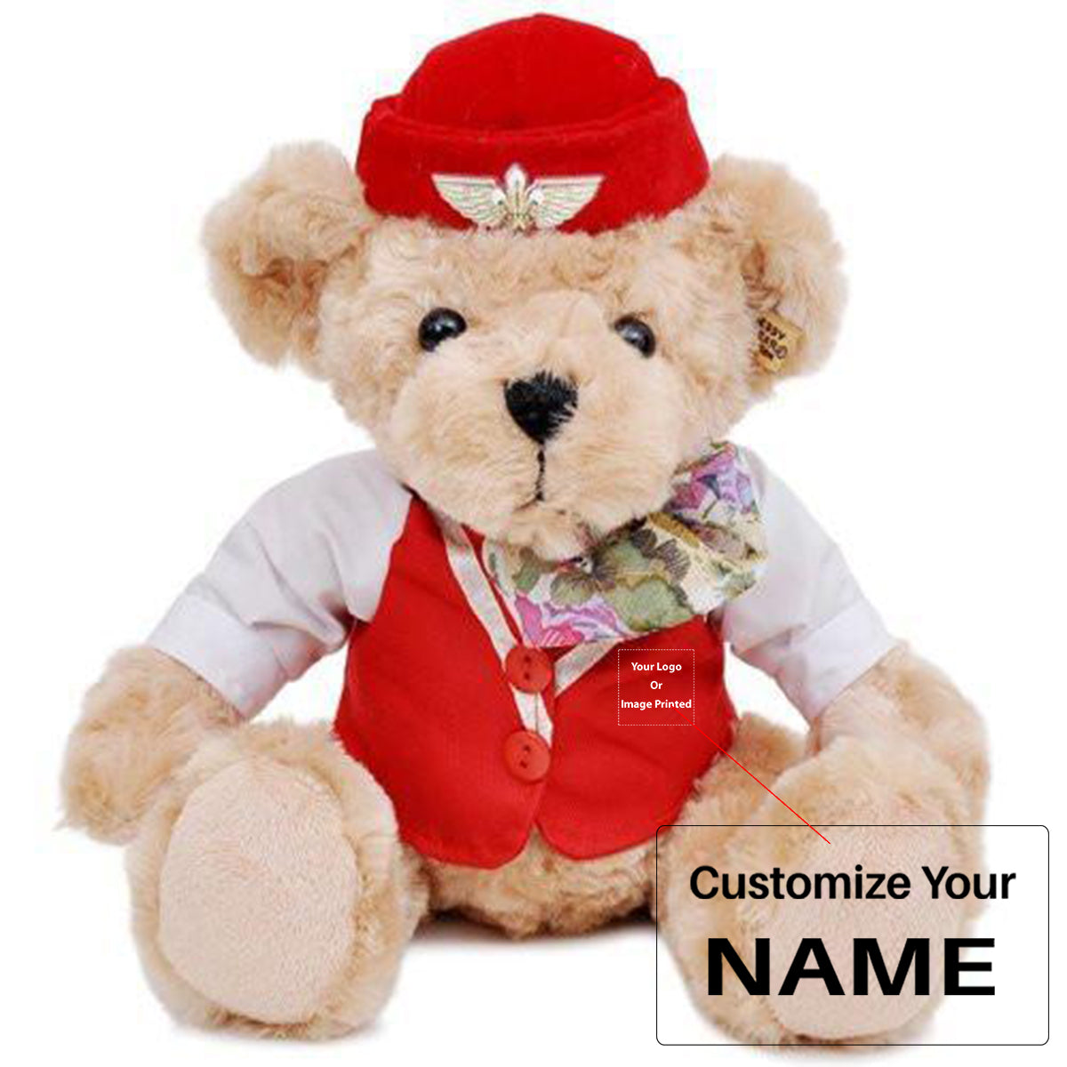 Custom Design Image Logo Captain Pilot & Cabin Crew Teddy Bear & Dolls