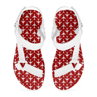 Thumbnail for Perfectly Sized Seamless Airplanes Red Designed Open Toe Sandals (Slippers)