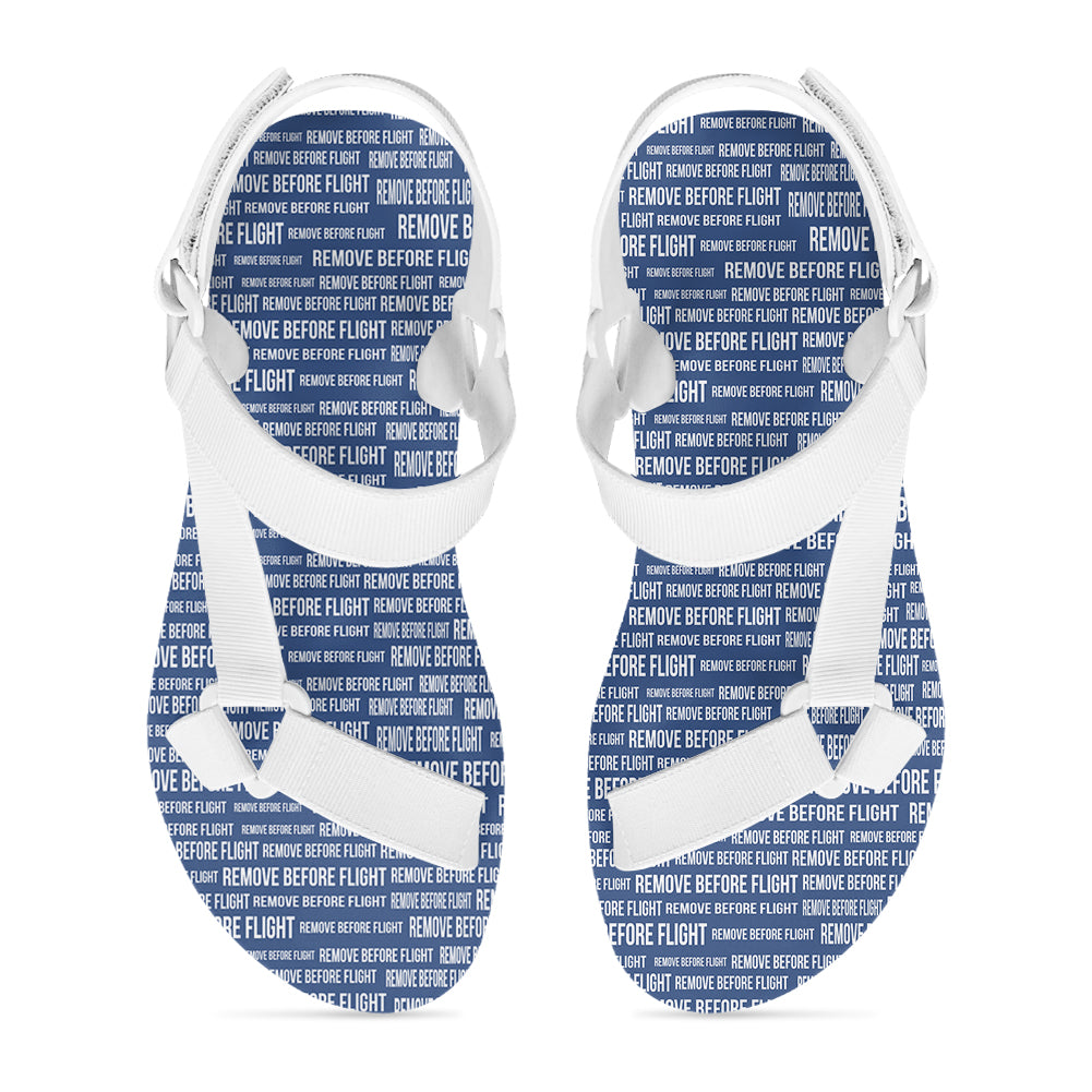 Remove Before Flight 3Blue Designed Open Toe Sandals (Slippers)