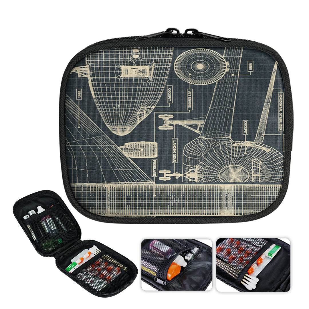 Airplanes Fuselage & Details Designed Travel & Medical Storage Bags