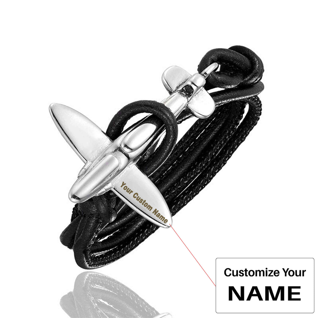 (Edition 3) Small Airplane Designed Leather Bracelets