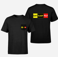 Thumbnail for Eat Sleep Fly (Colourful) Designed Pocket T-Shirts