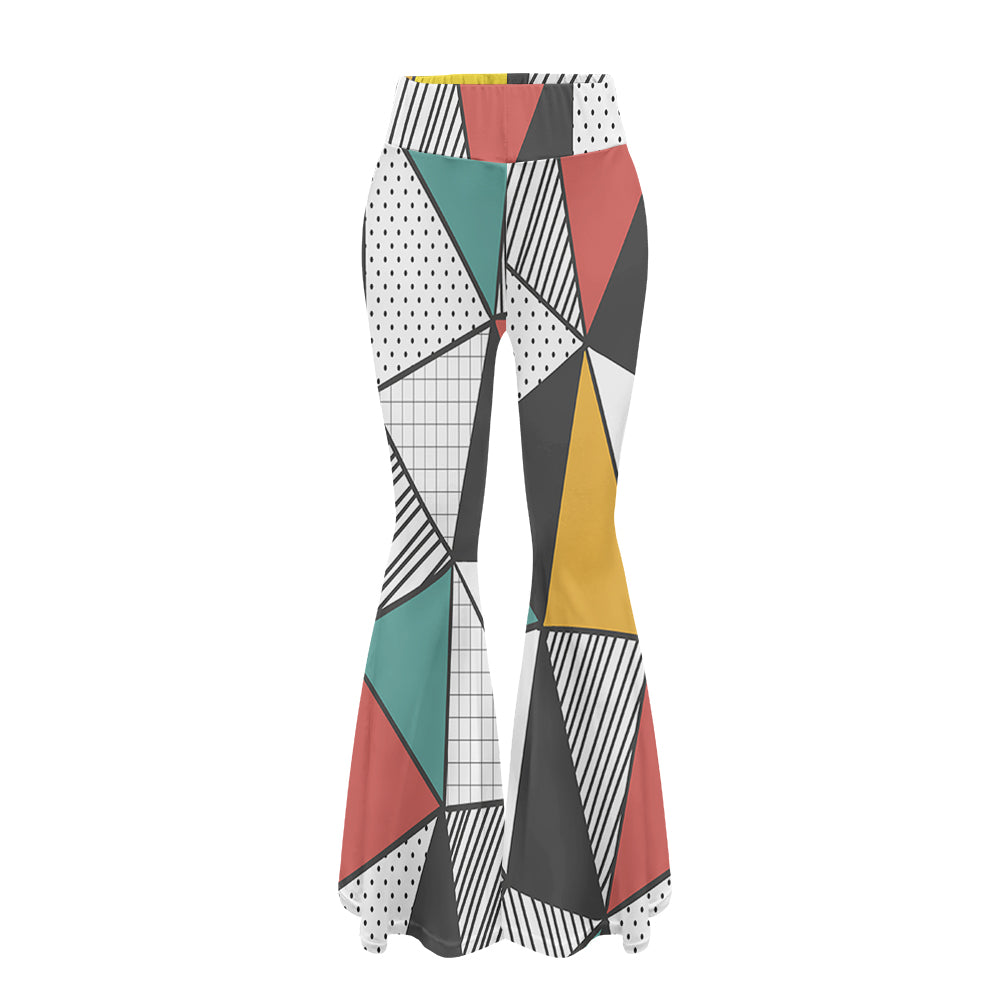 Mixed Triangles Designed Women Yoga Flared Pants