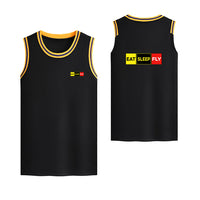 Thumbnail for Eat Sleep Fly (Colourful) Designed Basketball Style Sports Tank Tops