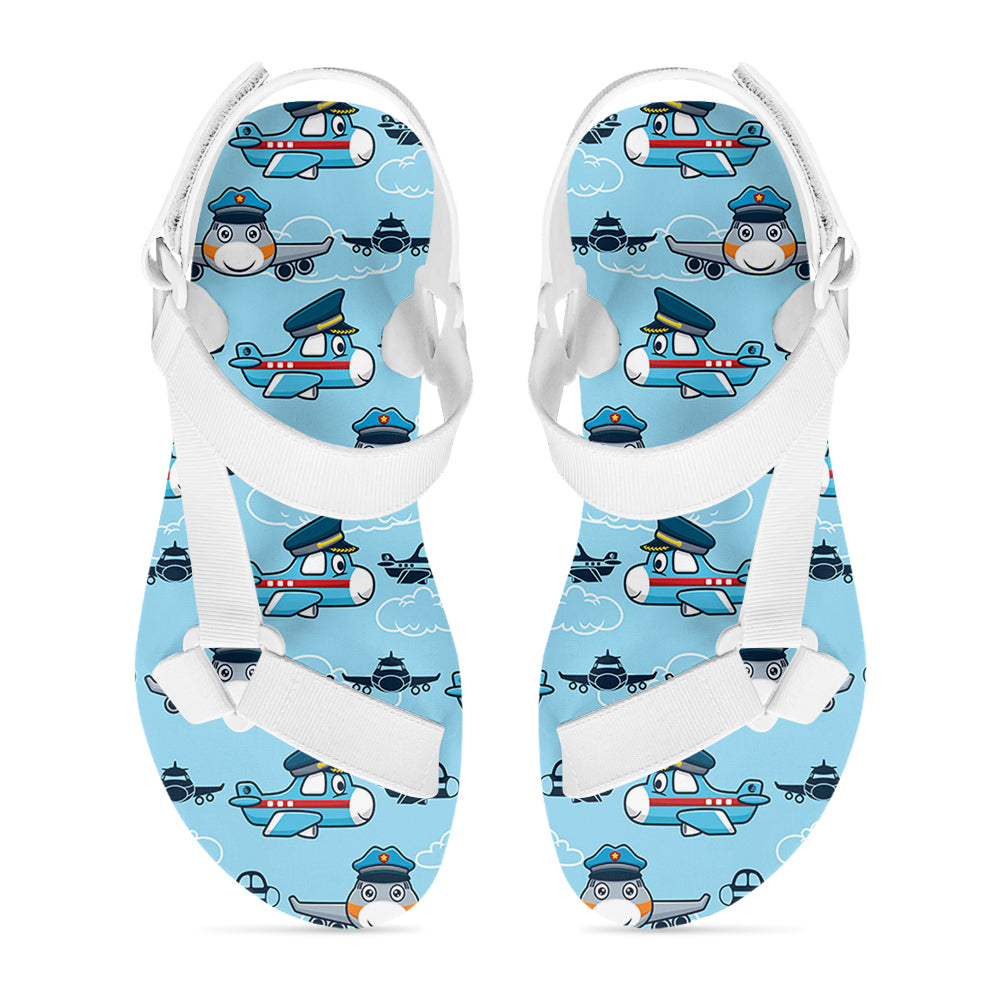 Cartoon & Funny Airplanes Designed Open Toe Sandals (Slippers)