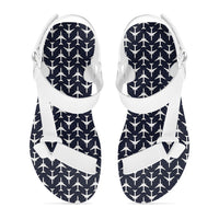 Thumbnail for Perfectly Sized Seamless Airplanes Dark Blue Designed Open Toe Sandals (Slippers)