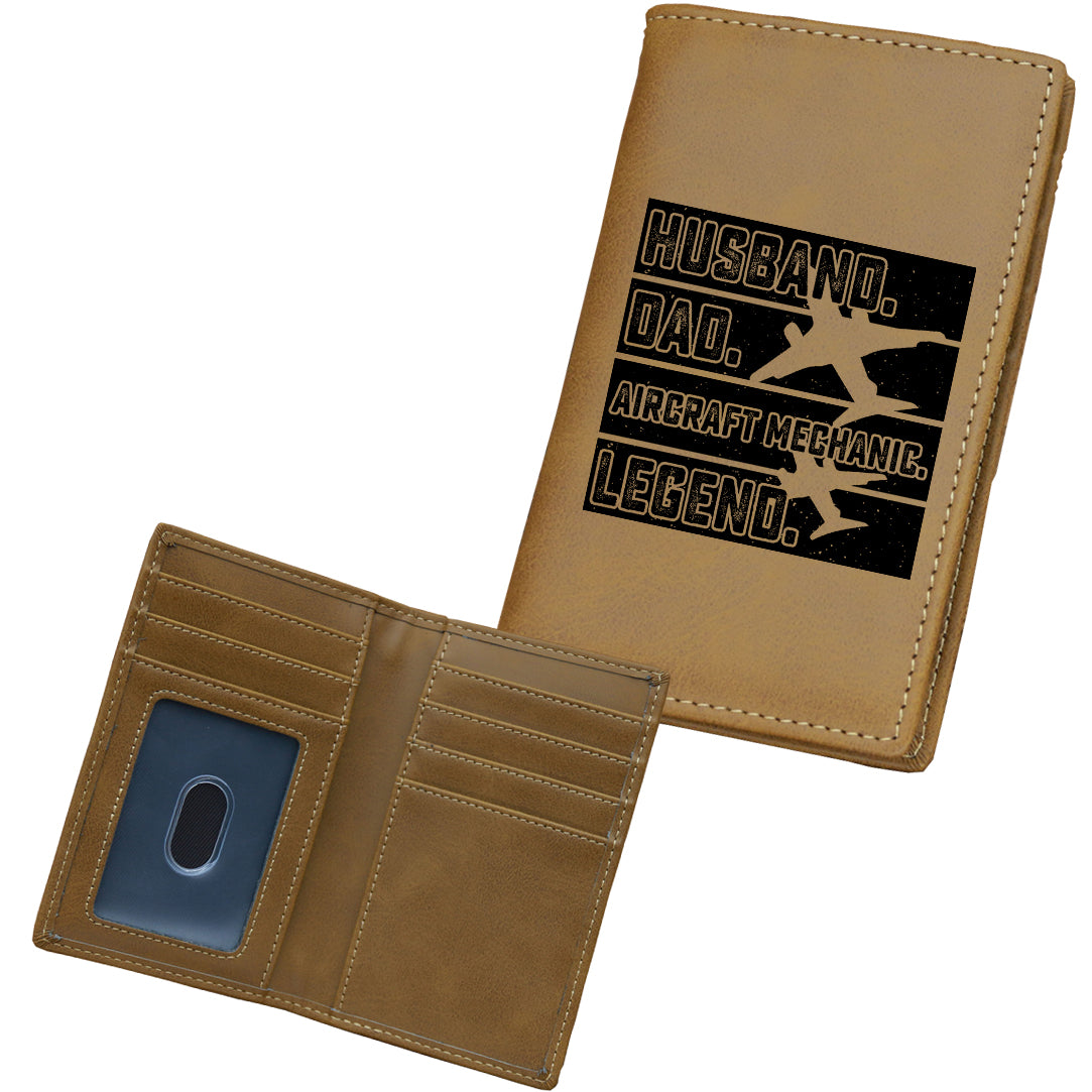 Husband & Dad & Aircraft Mechanic & Legend Designed Leather Card Holder Wallets