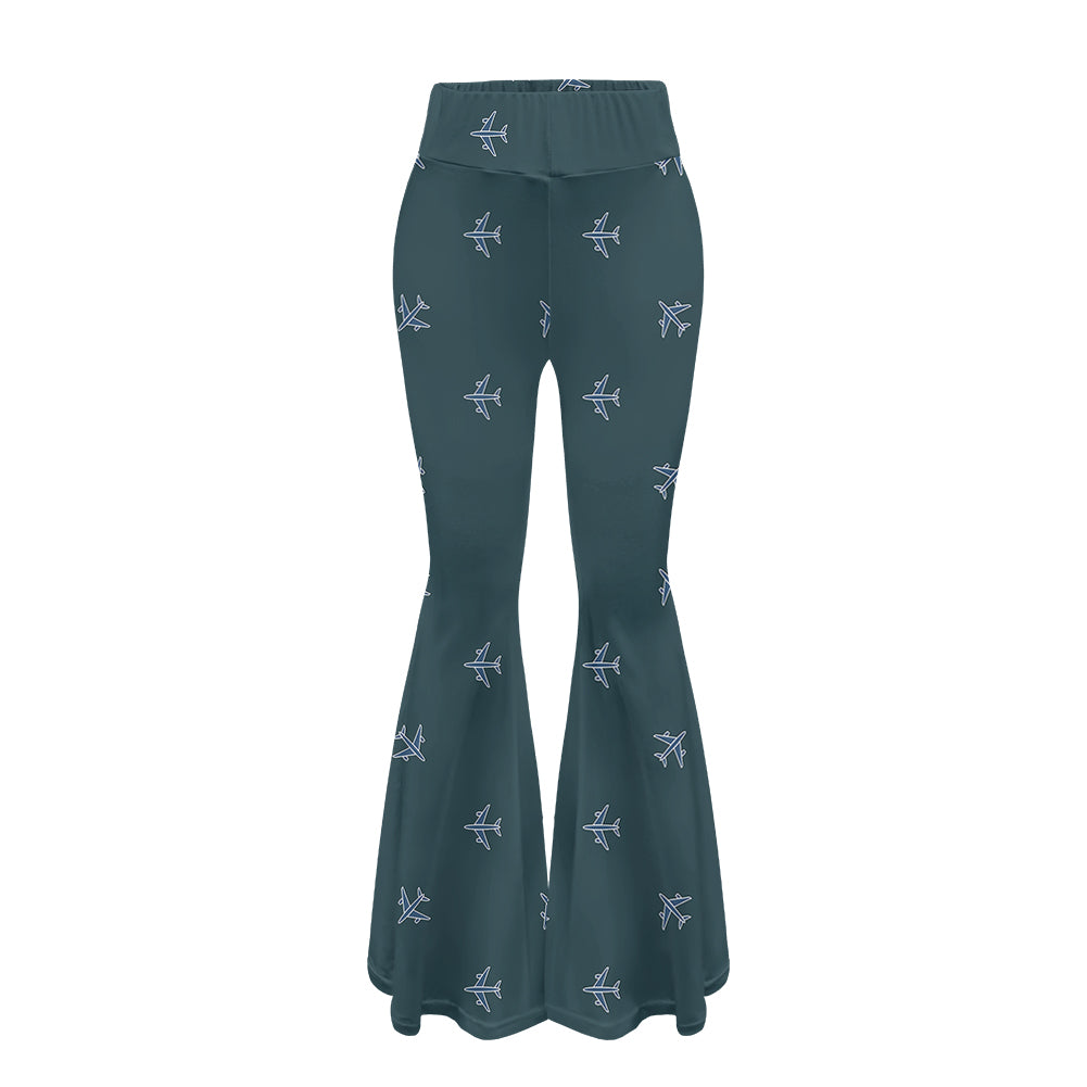 Nice Airplanes (Green) 2 Designed Women Yoga Flared Pants