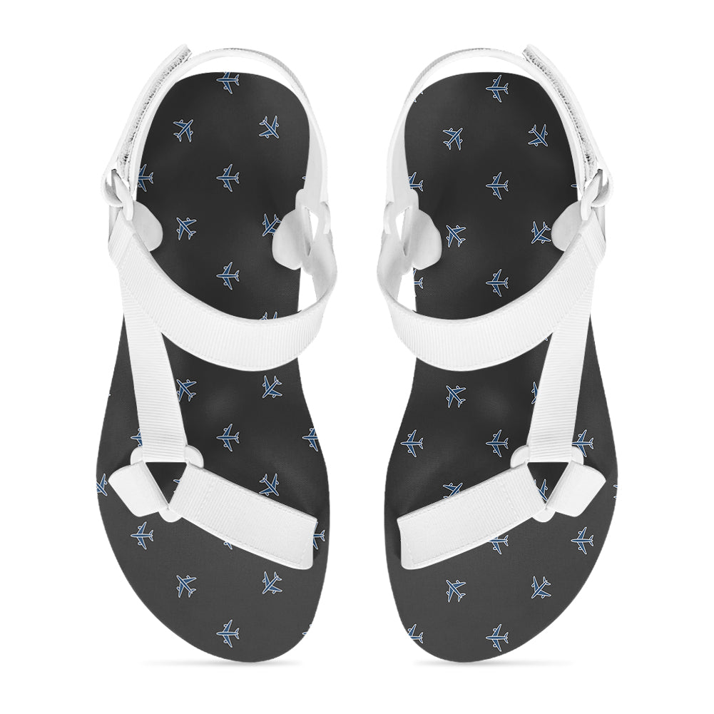 Nice Airplanes (Gray) Designed Open Toe Sandals (Slippers)