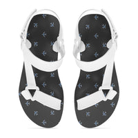 Thumbnail for Nice Airplanes (Gray) Designed Open Toe Sandals (Slippers)